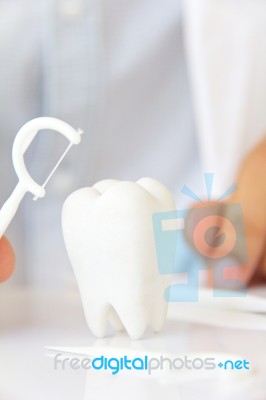 Flossing Teeth Concept Stock Photo