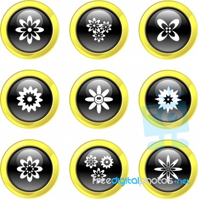 Flower Icon Set Stock Image