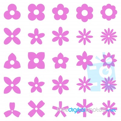 Flower Simple Shape Icon Set Stock Image