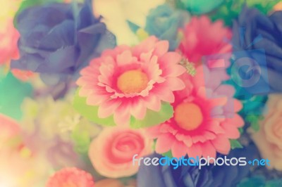 Flowers Arrangements - Spring Roses Celebration Bouquet Pastel Stock Photo