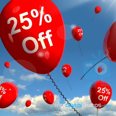Flying Balloon Showing 25 Off Stock Image