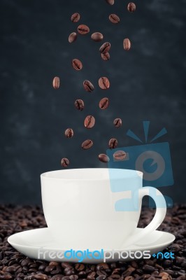 Flying Coffee Beans Stock Photo