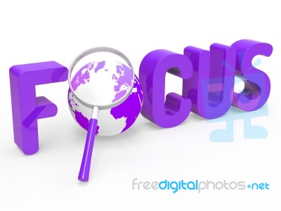 Focus Magnifier Represents Focused Research And Concentration Stock Image
