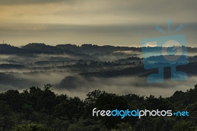 Fog On The Mountain Stock Photo