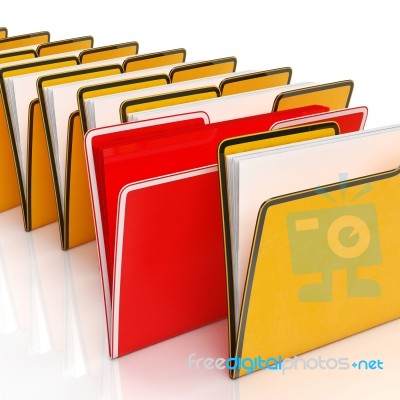 Folders Showing Organising Documents Filing And Reports Stock Image