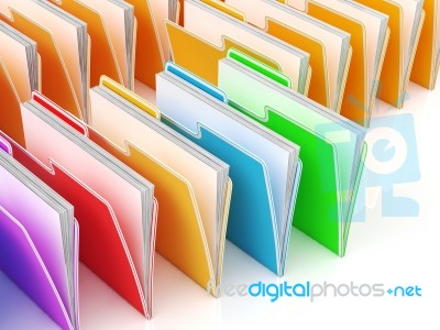 Folders Showing Organizing And Data Stock Image