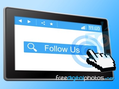 Follow Us Indicates Social Media And Fans Stock Image