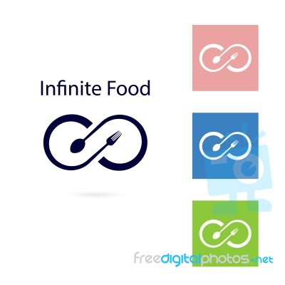 Food And Infinity Icon.fork And Spoon Sign Stock Image
