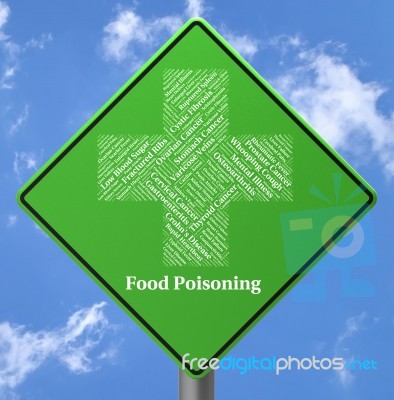 Food Poisoning Shows Foodborne Disease And Bacteria Stock Image