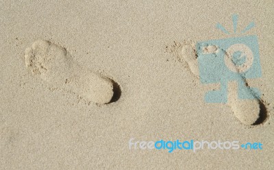Footprints In The Sand Stock Photo
