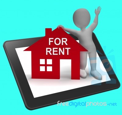 For Rent House Tablet Shows Rental Or Lease Property Stock Image