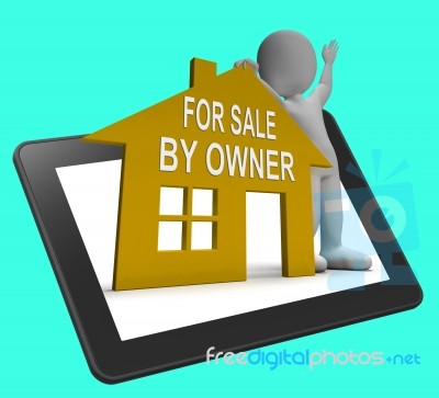 For Sale By Owner House Tablet Shows Selling Without Agent Stock Image