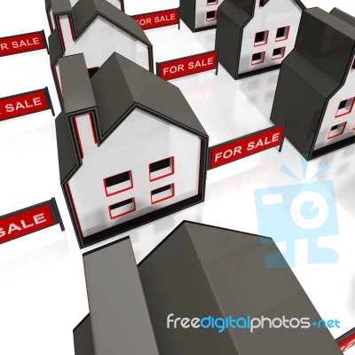 For Sale Sign On Houses Stock Image