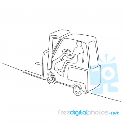 Forklift Truck Continuous Line Stock Image