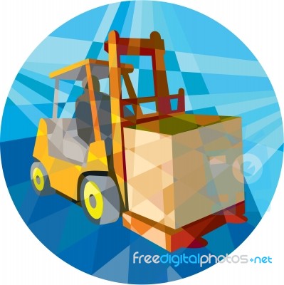 Forklift Truck Materials Box Circle Low Polygon Stock Image