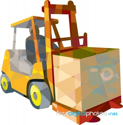 Forklift Truck Materials Handling Box Low Polygon Stock Image