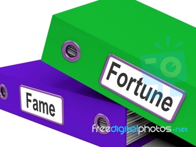 Fortune Fame Folders Mean Rich Or Well Known Stock Image