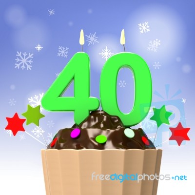Forty Candle On Cupcake Shows Special Occasion Or Event Stock Image