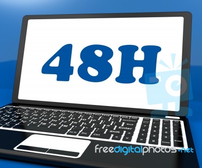 Forty Eight Hour Laptop Shows 48h Service Or Delivery Stock Image Forty Eight Hour Laptop Shows 48h Service Or Delivery Stock Image