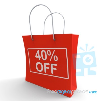 Forty Percent Off Shopping Bag Shows 40 Reduction Stock Image