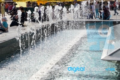 Fountain In Market Square Krakow Stock Photo