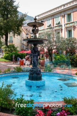 Fountain In Monte Carlo Stock Photo