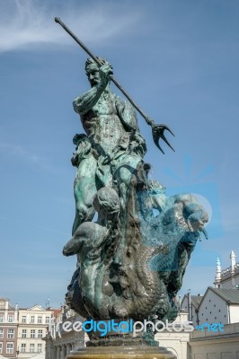 Fountain Of Neptune In Poznan Stock Photo