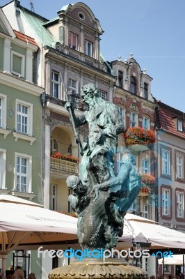 Fountain Of Neptune In Poznan Stock Photo
