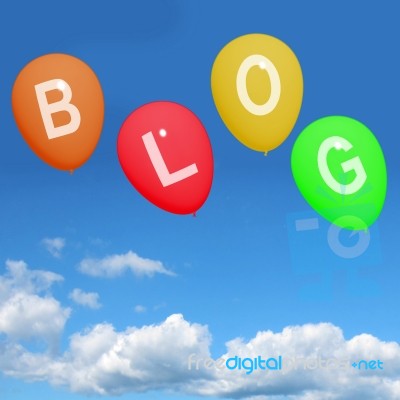 Four Blog Balloons Show Blogging And Bloggers Online Stock Image