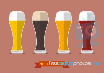 Four Glasses Of Different Beers Icon Stock Image