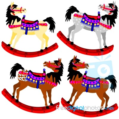 Four Rocking Ponies Stock Image