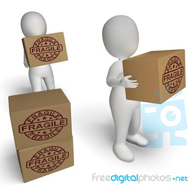 Fragile Stamp On Boxes Showing Breakable Or Delicate Products Stock Image