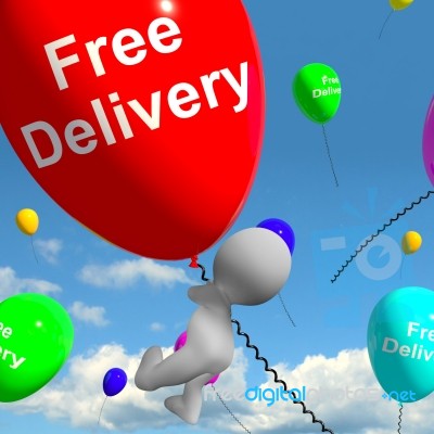 Free Delivery Balloons Showing No Charge Or Gratis To Deliver Stock Image