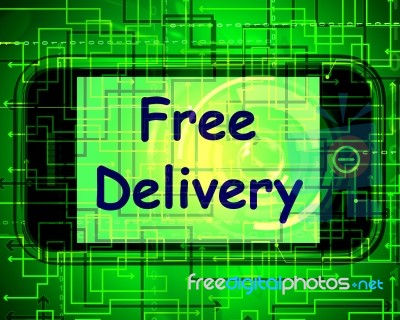 Free Delivery On Phone Shows No Charge Or Gratis Deliver Stock Image