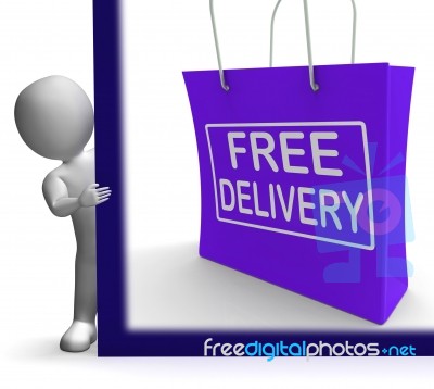 Free Delivery Shopping Sign Showing No Charge Or Gratis To Deliv… Stock Image