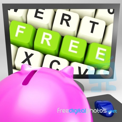 Free Keys On Monitor Shows Free Trial Stock Image
