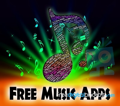 Free Music Apps Shows Application Software And Audio Stock Image