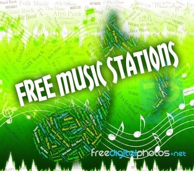 Free Music Stations Represents No Charge And Handout Stock Image