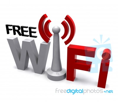 Free Wifi Internet Symbol Shows Coverage Stock Image