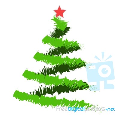 Freehand Illustration Of Grunge Christmas Tree Stock Image