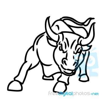 Freehand Sketch Illustration Of Charging Bull Stock Image