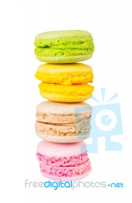 French Colorful Macarons Isolated On White Stock Photo