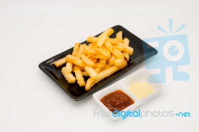 French Fries On White Back Ground Stock Photo
