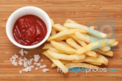 French Fries With Ketchup Stock Photo