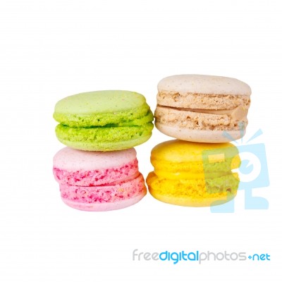 French Macarons Isolated On White Stock Photo