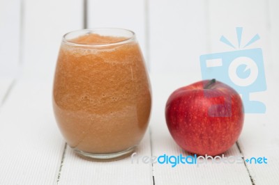 Fresh Apple Juice Isolated On A White Background Stock Photo