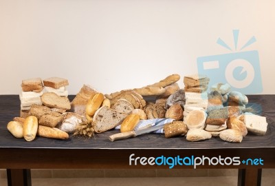 Fresh Assortment Of Baked Bread Varieties Stock Photo