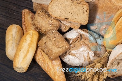 Fresh Assortment Of Baked Bread Varieties Stock Photo