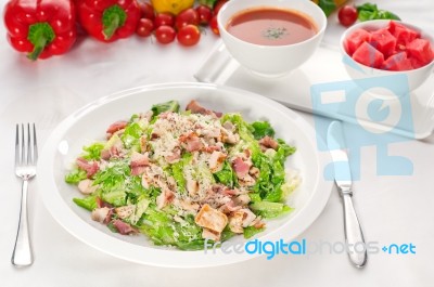 Fresh Caesar Salad Stock Photo