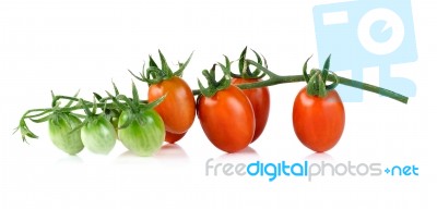 Fresh Cherry Tomatoes Isolated On White Background Stock Photo